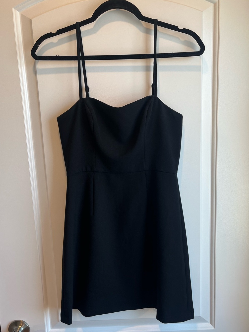 French Connection Black Mini Dress with Adjustable Spaghetti Straps LBD Size 0